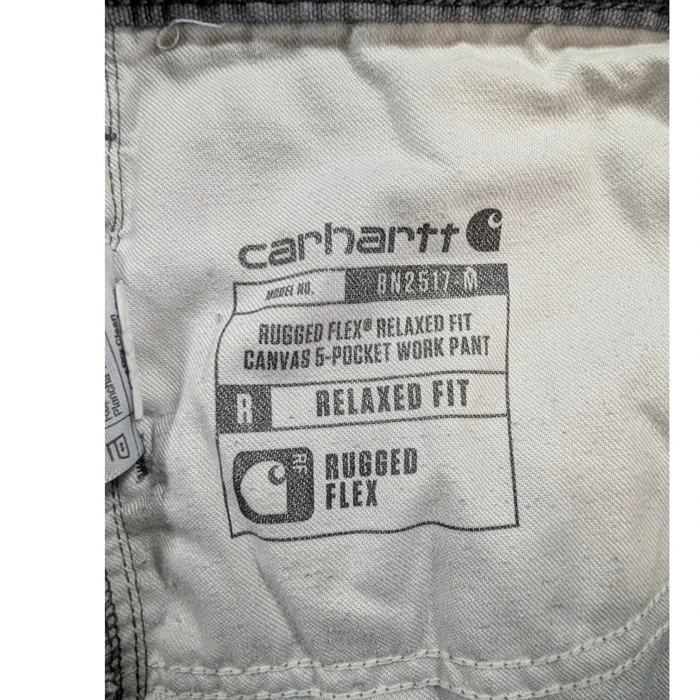 Carhartt Work Pants Mens 34x32 Gray Rugged Flex Relaxed Fit Canvas BN2517-M